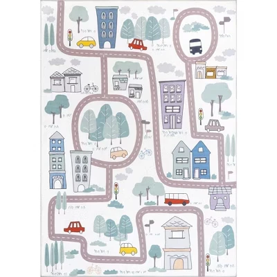 Многоцветный коврик Chalea Kids Town, пригодный для машинной стирки, подходит для домашних животных