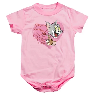 Baby Tom And Jerry Valentine's Day Love Hearts Infant Bodysuit pink