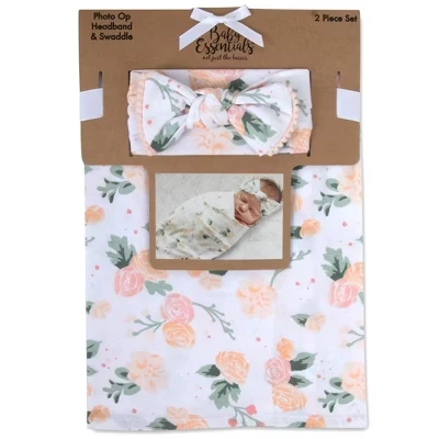 Пеленка Baby Essentials с розовым цветочным принтом, белая