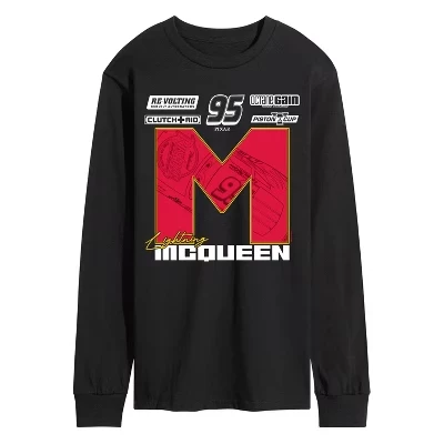 Мужская футболка Lightning McQueen Race Jersey с длинным рукавом и графическим рисунком, черная