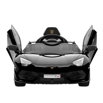 Лицензионный игрушечный автомобиль Lamborghini Электромобиль для детей, катающийся на автомобиле с дистанционным управлением, Светодиодная подсветка, MP3-плеер, Пружинная подвеска, черный