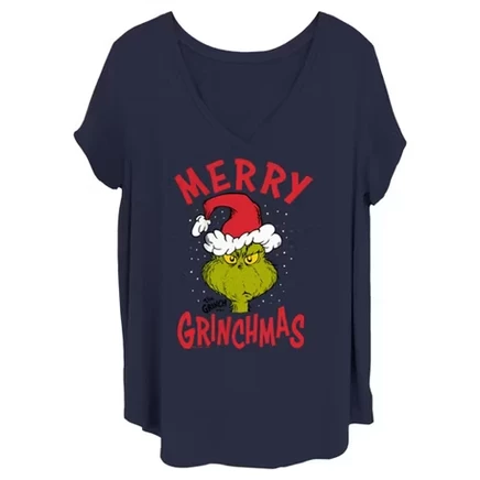 Футболка Junior's Dr. Seuss Merry Grinchmas темно-синяя