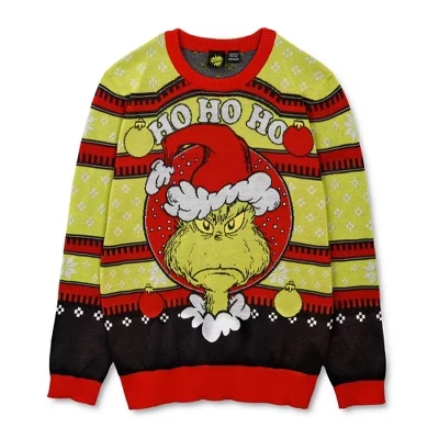 Взрослая толстовка The Grinch Ho-Ho-Ho с уродливым рождественским принтом спереди и сзади, разноцветная