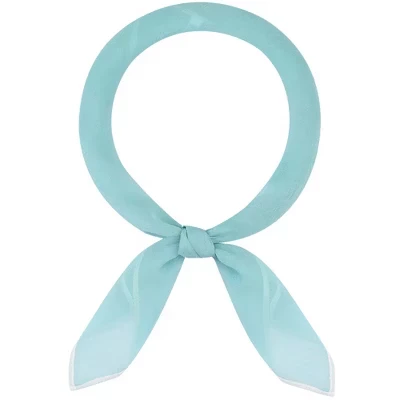 Women's Solid Chiffon Ribbon Square Silky Elegant Neckerchief Handkerchief for Gift Office 1 Pc cyan