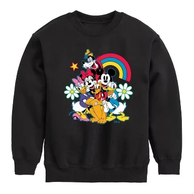 Группа персонажей Rainbow Flower Graphic Флисовая толстовка с длинным рукавом черного цвета