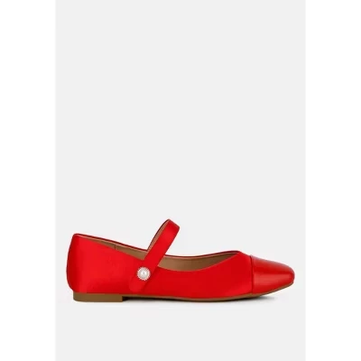 Кепка с лакированным носком Albi из твида Mary Janes красная