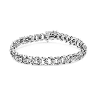Серебряный теннисный браслет в стиле двойной волны с бриллиантами Miracle-Set весом 1/2 Карата, белый