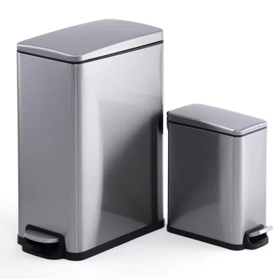 Ведро для мусора SunnyFurn 45+10 л, серебристое