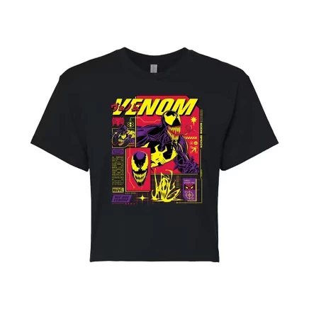 Женская укороченная футболка с цифровым рисунком Venom Dark, черная