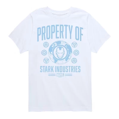 Футболка с коротким рукавом Iron Man Property Of Stark Industries белого цвета с графическим рисунком