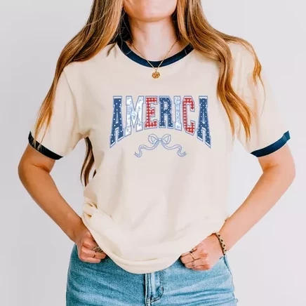 Винтажная темно-синяя футболка с арочным кольцом Coquette America