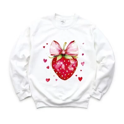 Женская толстовка с рисунком Coquette Strawberry Hearts акварельного цвета, белая