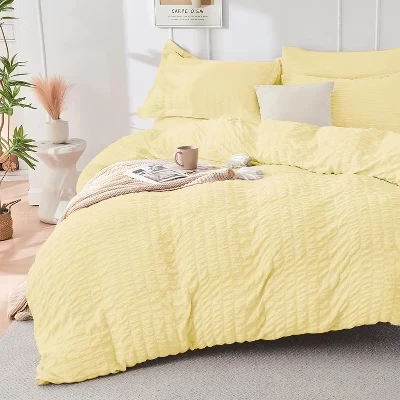 BALHAM TRADE-Комплект постельного белья из 7 предметов King Seersucker All Season Luxury Bed в чехле для спальни желтого цвета