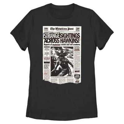 Женские таинственные наблюдения в футболке Hawkins черного цвета