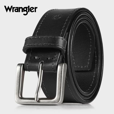 Мужской ремень Wrangler повседневный кожаный для джинсов, черный