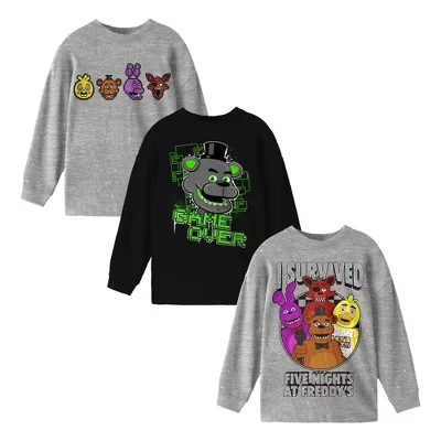 Футболки с круглым вырезом и длинными рукавами Five Nights At Freddy's I Survived Boy's из 3-х упаковок