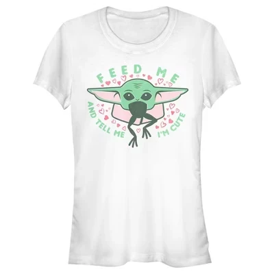 Женская футболка для юниорок The Mandalorian Valentine's Day The Child Feed Me белого цвета