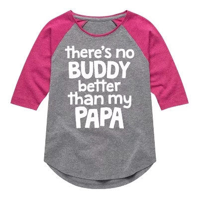 Футболка для девочек Instant Message Papa, серо-розовая