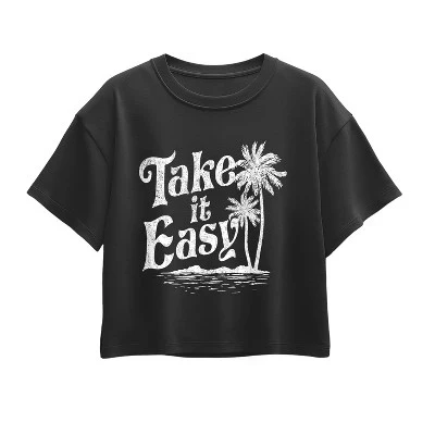 Футболка для девочек Instant Message Take it Easy Trees, черная