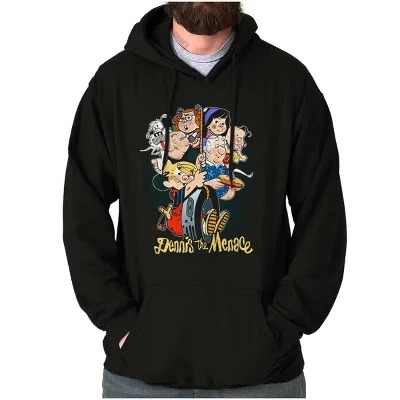 Толстовка с капюшоном с героями мультфильмов Dennis The Menace, женская мужская лицензионная черная