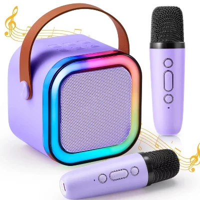 Мини караоке Joyfy с 2 беспроводными микрофонами, фиолетовая