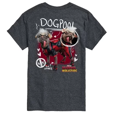 Мужская футболка с рисунком Дэдпула и Росомахи Dogpool Doodles с коротким рукавом heather charcoal