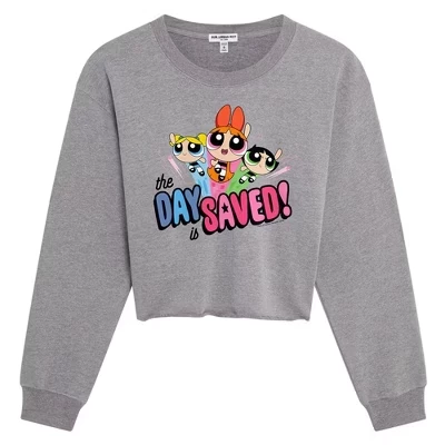 Женская укороченная толстовка Powerpuff Girls Day Saved athletic heather