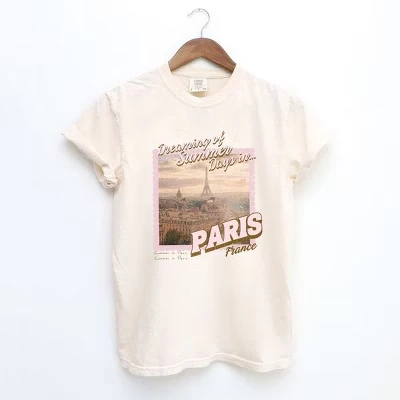 Женская футболка Dreaming Of Paris с коротким рукавом, окрашенная в белый цвет