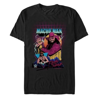 Мужская ретро-футболка Macho Man Randy Savage черного цвета