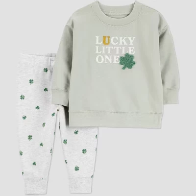 Комплект для мальчика Carter's Just One You Lucky Little One, 2 шт., зелёный