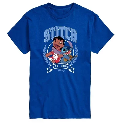 Мужская футболка Stitch Collegiate Group с коротким рукавом и графическим рисунком, синяя