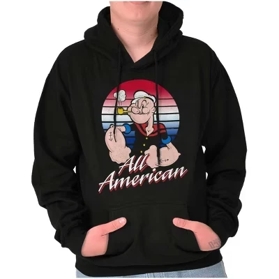 All American Popeye The Sailor Man Толстовка с капюшоном Женская мужская лицензионная черная