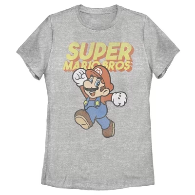 Женская футболка Nintendo Mario Retro Jump, меланжевая