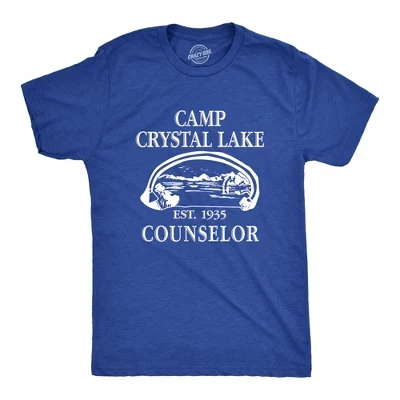 Мужская футболка Camp Crystal Lake с забавным графическим рисунком для кемпинга, винтажные футболки-новинки для взрослых - Crazy Dog, мужская футболка на Хэллоуин, heather royal