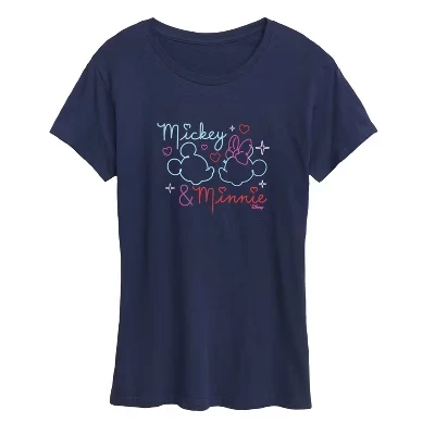 Женская футболка Disney Mickey and Minnie Hearts, синяя