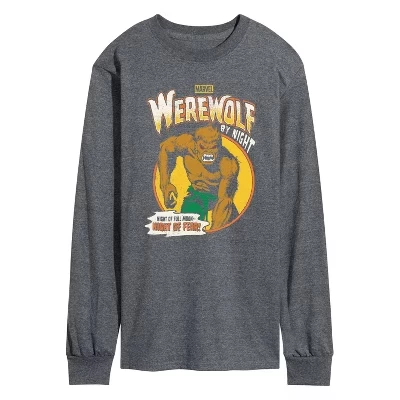 Мужская футболка Werewolf By Night с длинным рукавом и графическим рисунком heather charcoal