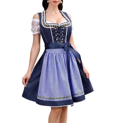 Женское платье Dirndl – немецкий фестивальный костюм из 3 предметов с квадратным вырезом на молнии и цветочной вышивкой