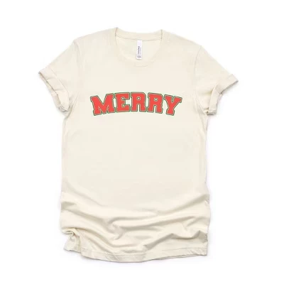 Женская футболка Merry Varsity с коротким рукавом и графическим принтом кремового цвета