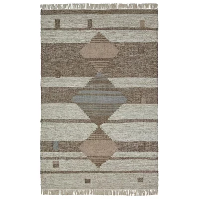 Handwoven Wool and Cotton Bohemian Braided Modern Geometric Indoor Area Rug by gray