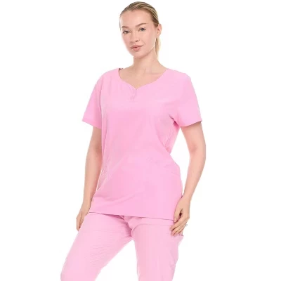 Женский топ-скраб HEAL+WEAR с V–образным вырезом и 4-полосной эластичностью-Мягкая эластичная рубашка для медсестер классического покроя с 2 карманами