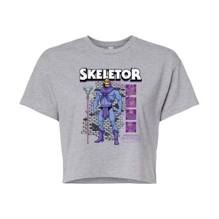 Женская укороченная футболка Masters of the Universe Skeletor, серый меланж