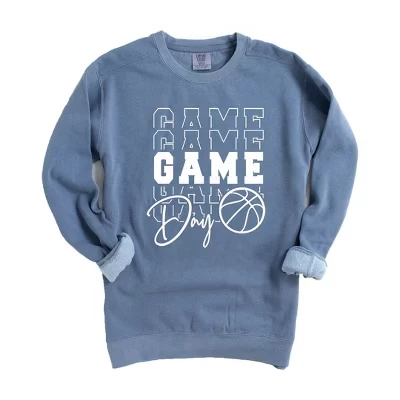 Женская одежда Окрашенная в графический цвет толстовка Game Day Stacked Basketball синего цвета