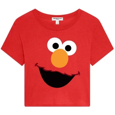 Женский укороченный топ Elmo Face Dylan с коротким рукавом красного цвета