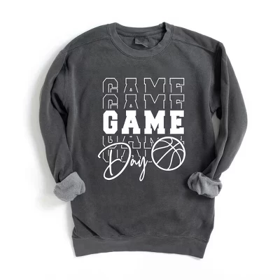 Женская одежда, окрашенная толстовка с рисунком Game Day Stacked Basketball pepper