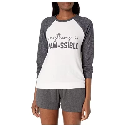 Пижамный свитер P.J. Salvage Womens Anything Is pawsible белого цвета