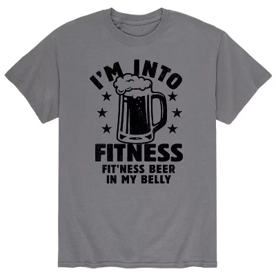 Мужская футболка Into Fitness Beer in Belly-Мужская футболка с коротким рукавом и графическим рисунком Футболка с коротким рукавом и графическим рисунком цвета древесного угля
