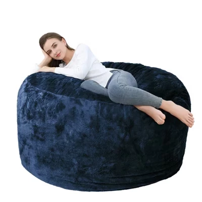 Мягкая моющаяся подушка-погремушка Lazy Sofa для взрослых, чехол для дивана Bean Bag, только чехлы для чтения, синий
