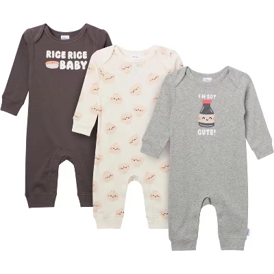 Пижамы Onesies Brand 3 шт для девочки, хлопок, с принтом суши
