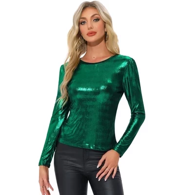 Женский топ INSPIRE CHIC с эффектом металлик, зеленый