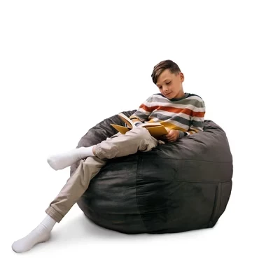 Кресло-мешок Bean Bag со съемным чехлом, наполнителем из пенопласта, разных размеров и тканей, разного возраста, серого цвета